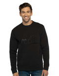 Man wearing a black sweatshirt with 'petty professor' text on a white background