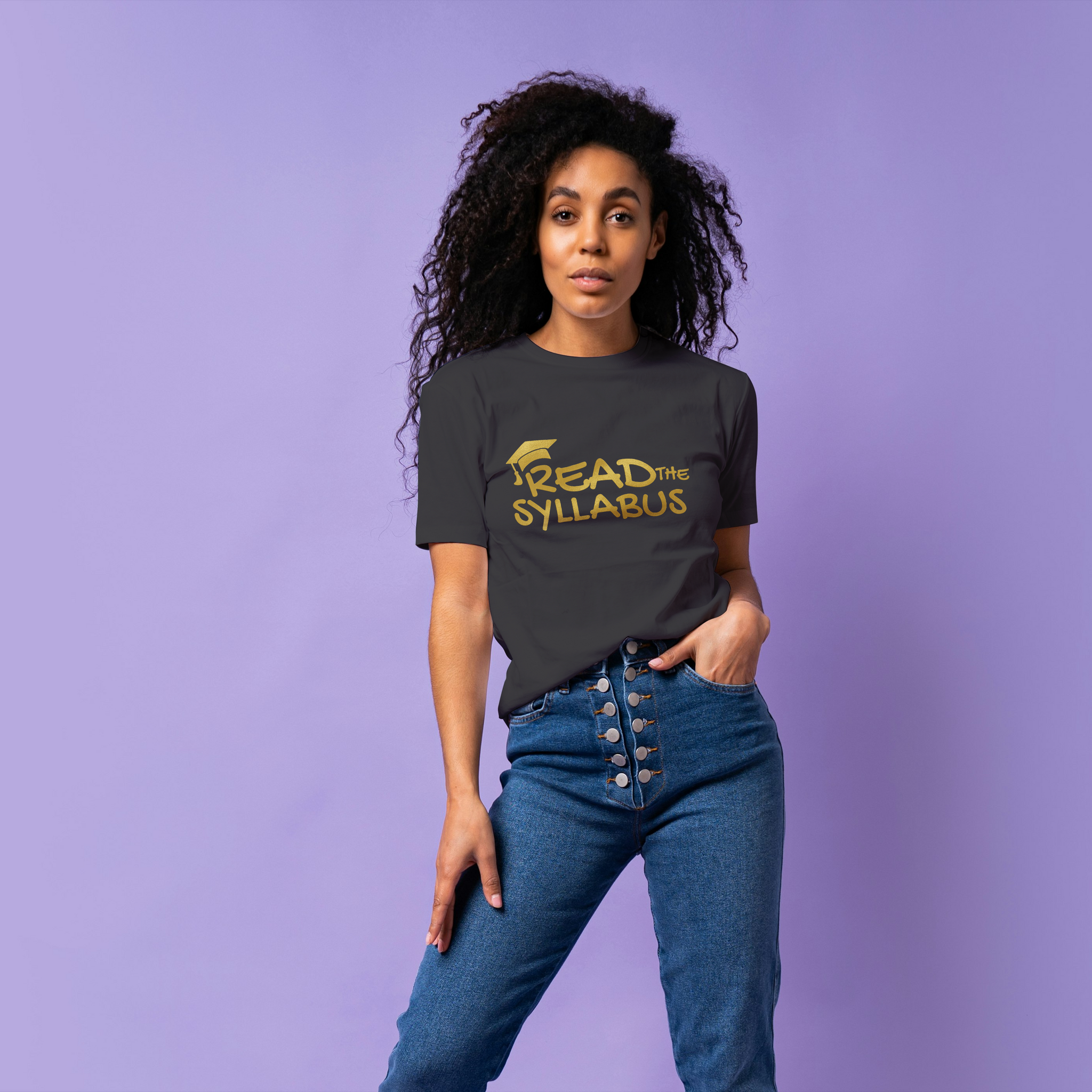 Read the Syllabus Bold Gold Grad Cap Tee