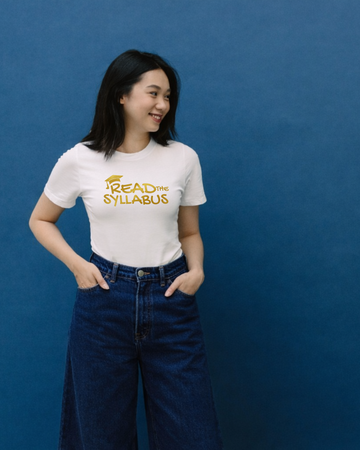 Read the Syllabus Tee - Bold Gold Grad Cap