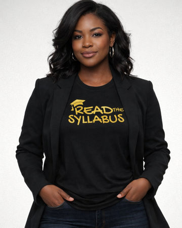 Read the Syllabus Tee - Bold Gold Grad Cap